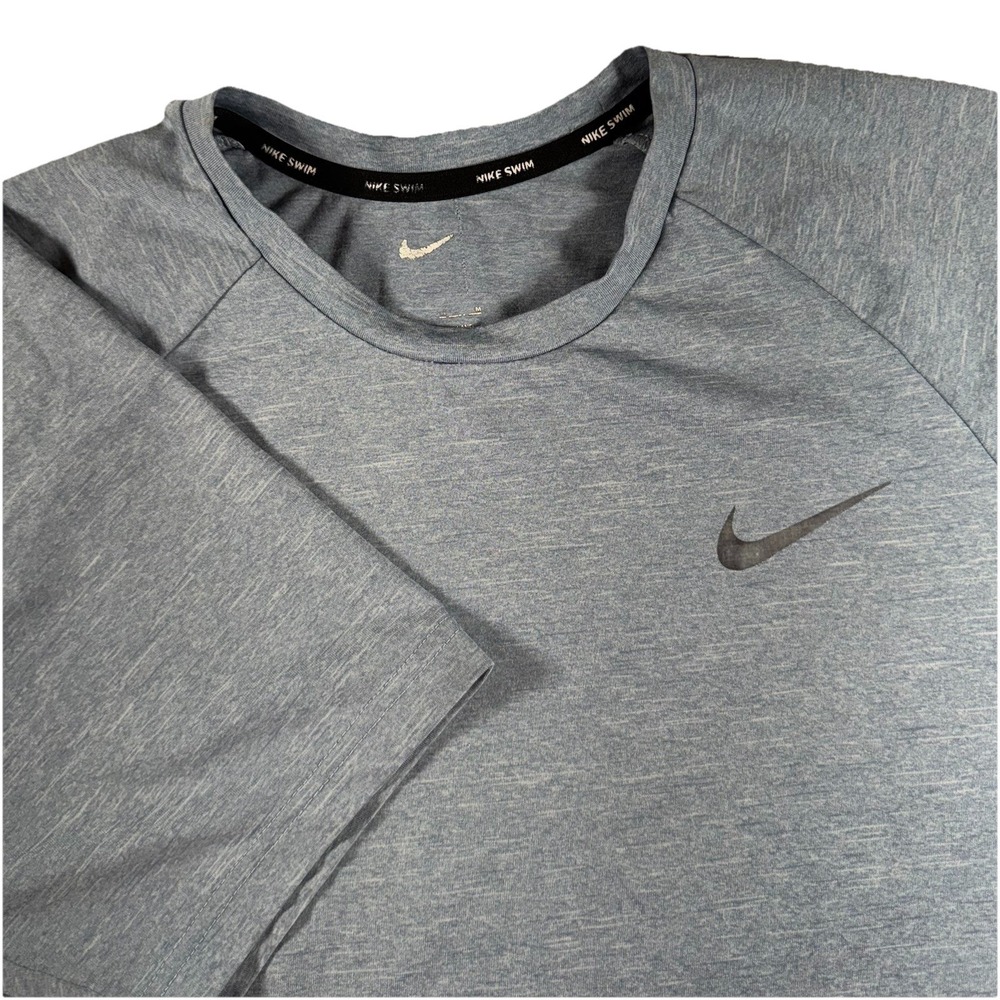 Nike Mens Swim Long Sleeve Shirt Blue Dri Fit‎ Active Rash Guard UPF 40+ Medium